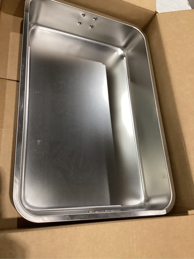 Condition photo showing Good Condition for 23.5''x15.5''x4''roasting pan stainless steel turkey roasting pan extra large thickened baking tray with handle for christmas thanksgiving oven turkey roasts multilayer lasagna baked goods