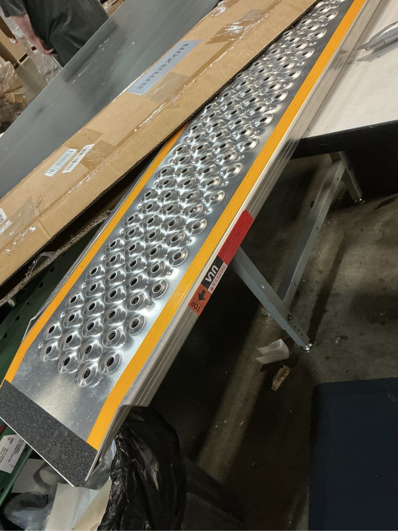 Condition photo showing Good Condition for VNN Aluminum Shed Ramp 2PCS - 4' Long Loading Ramp for Riding Mower, Lightweight Sturdy Anti-Slip Ramps with Punch Plate Surface, 880 lbs Capacity for Lawn Mowers, ATV, Motorcycle- 8" Wide, Slivery