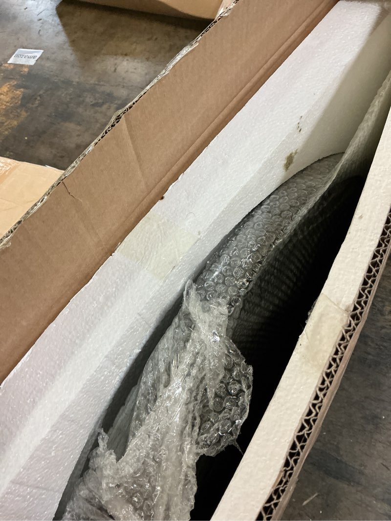 Condition photo showing Good Condition for 35" Round Wood Mirror, Rustic Circle Wall Mirror with Beveled, Wooden Round Mirrors for Wall Decor, Decorative Wall-Mounted Mirrors for Entryway, Living Room, Washed Gray Frame 35"L x 35"W Washed Grey