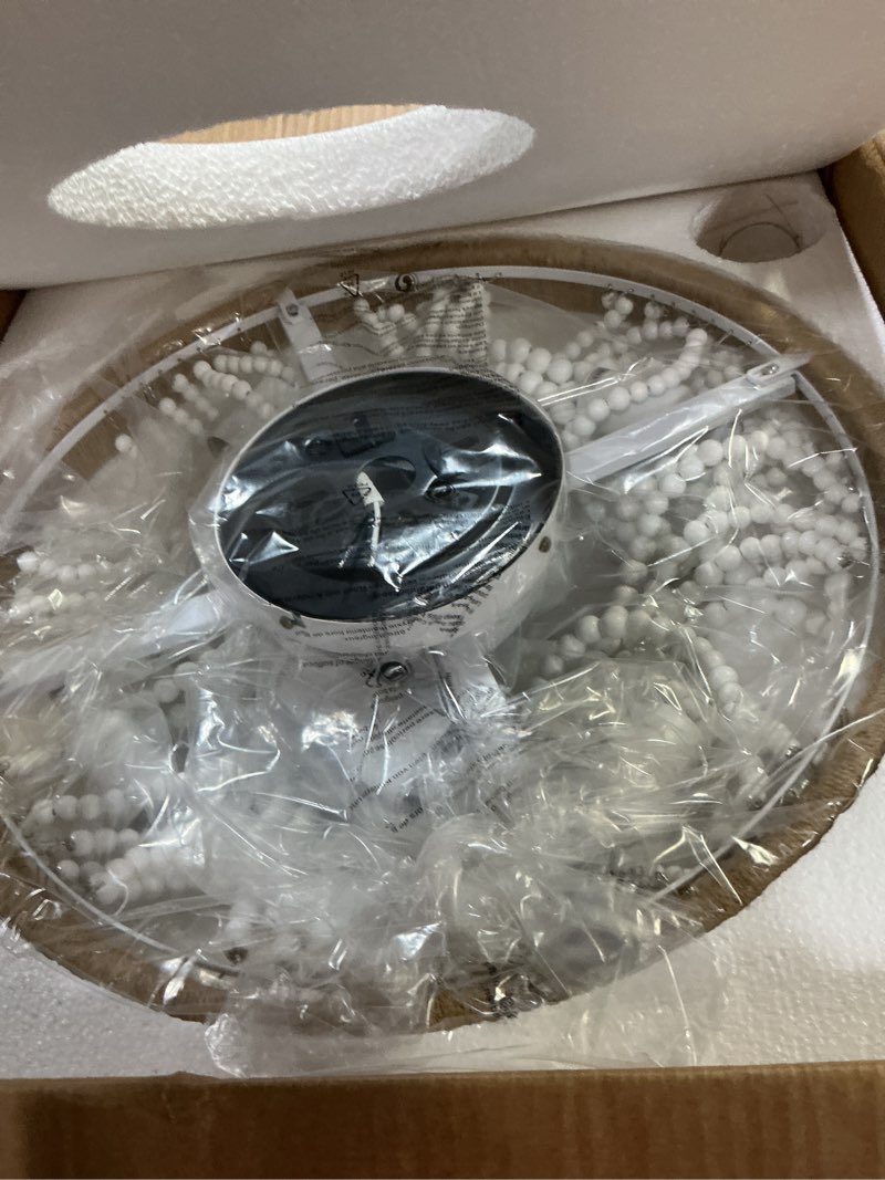 Condition photo showing Good Condition for Viigunence Boho Ceiling Fan with Light and Remote, 20‘’ Wood Beads Flush Mount Ceiling Fans with 6 Speeds, Bohemian Caged Fandelier Chandelier Fan for Nursery Bedroom Living Room