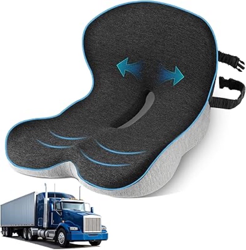 Seat Cushion for Truck Driver, Memory Foam Truck Seat Cushion with L-Shaped Ergonomic Design, Lumbar Support Pillow & Tailbone Pain Relief for Long Driving, Semi Truck Accessories