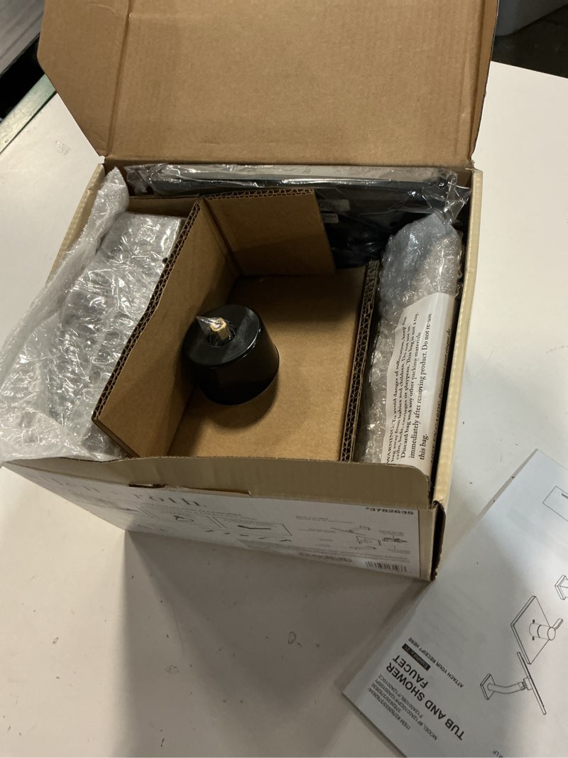 Condition photo showing Good Condition for allen + roth veda matte black 1-handle single function 6-in square bathtub and shower faucet