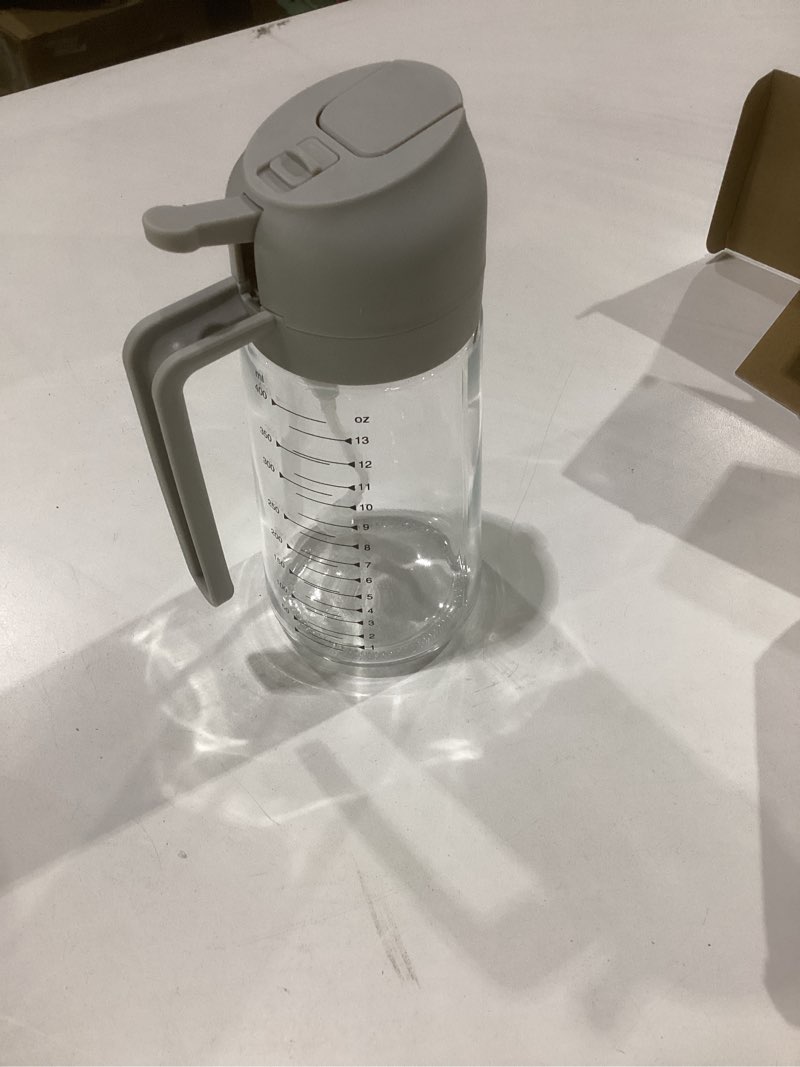 Condition photo showing New/Like New for trendplain 16oz/470ml glass olive oil sprayer for cooking – 2 in 1 olive oil dispenser bottle for kitchen gadgets and air fryer accessories, salad, bbq - ash