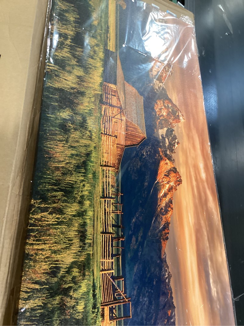 Condition photo showing Good Condition for tigeridge Foggy Forest Canvas Wall Art Indigo Misty Forest Pictures Blue Grey Abstract Mountain Trees Painting Artwork Nature Scene Canvas Art for Living Room Bedroom Home Office Wall Decor 24" x 48" 48"L x 24"W Foggy Mountain Forest
