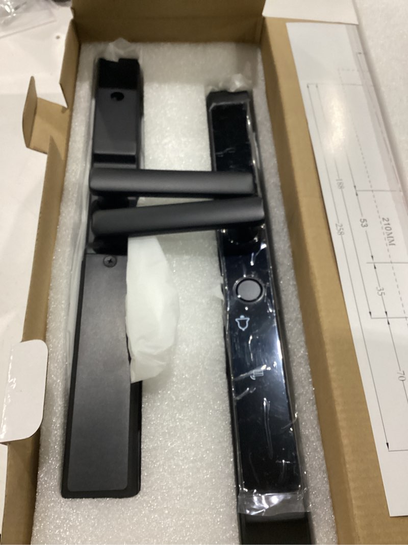 Condition photo showing New/Like New for sliding door smart lock, sliding glass door lock with fingerprint, jnzch smart mortise lock with app control, ic card, keys, anti-peep touchscreen, perfect for patio, home (black)