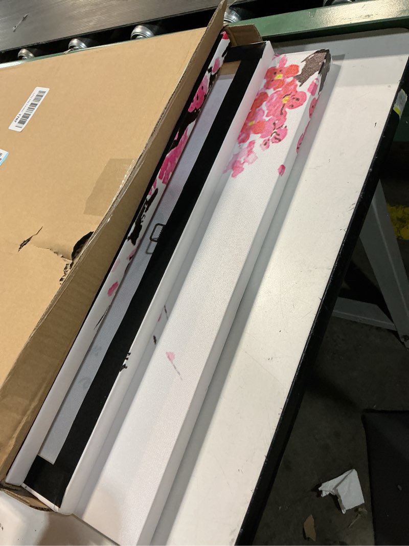 Condition photo showing Good Condition for NAN Wind Small Size Traditional Chinese Painting of Peach Blossom Canvas Prints 3 Panels Calligraphy Art Paintings Wall Art Poem Print Painting Framed 20x20inches 3pcs/set Peach blossom 20x20 inches (3 pieces)