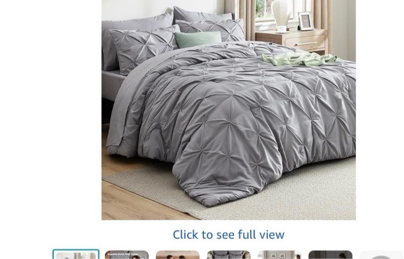 Monbix California King Comforter Set - 7 Pieces Cationic Dyeing Dark Grey Bed in a Bag Cal King Bed 