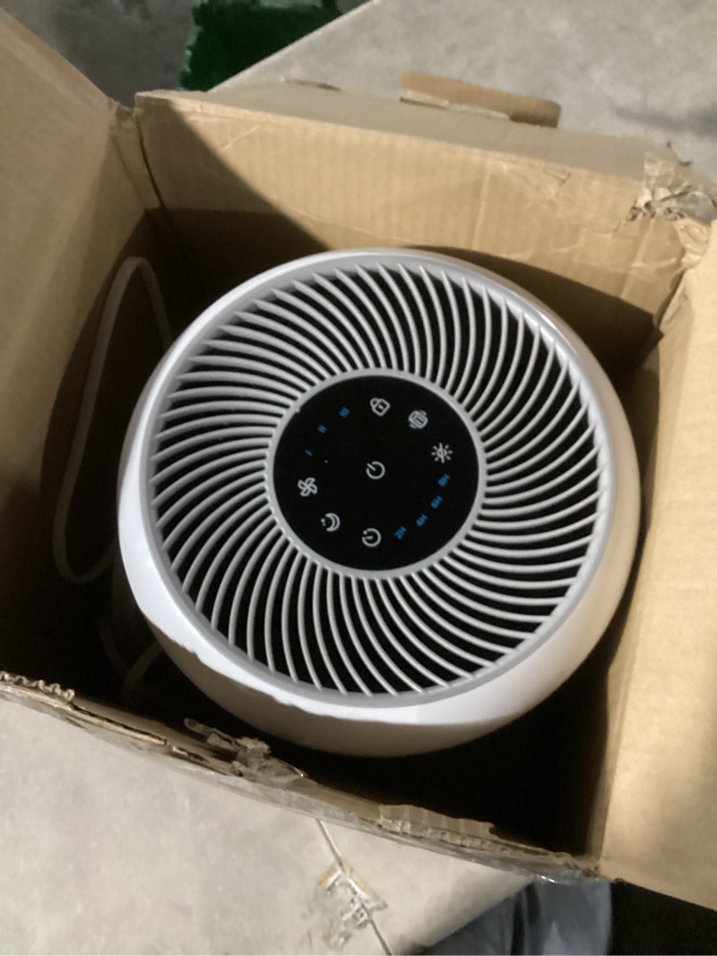 Condition photo showing As Is for levoit air purifier for home allergies pet hair in bedroom, covers up to 1073 ft² by 56w high torque motor, aham verifide, 3-in-1 filter with hepa sleep mode, remove dust smoke odor, core300-p, white