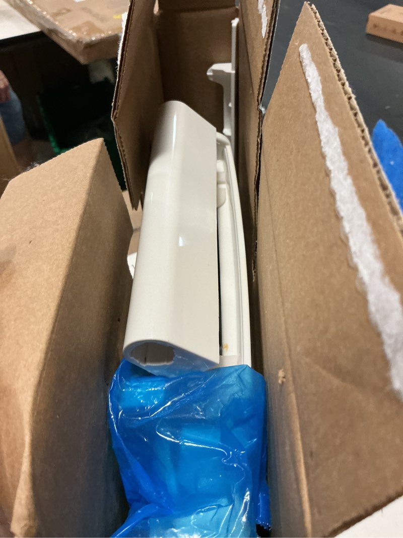 Condition photo showing As Is for kohler 20110-0 brevia, slow close toilet seat, elongated toilet seat, grip-tight bumpers quick-attach hardware, white white elongated quiet-close
