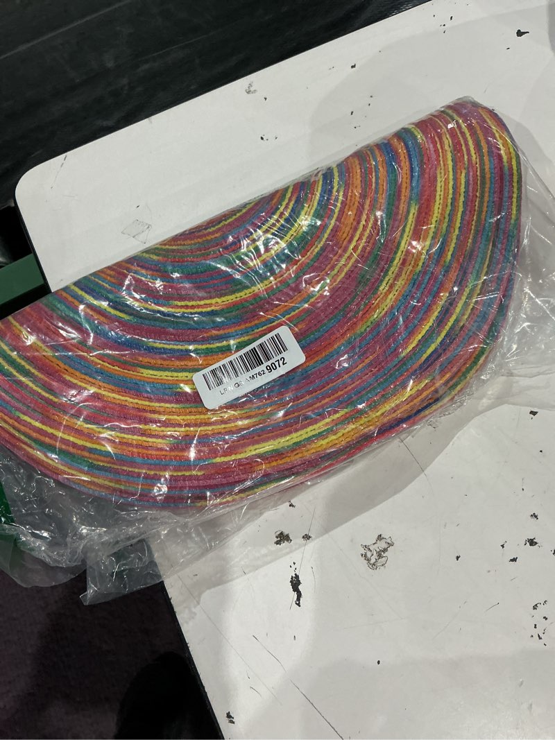 Condition photo showing Good Condition for shacos 15 inch round placemats set of 6 variegated multicolor place mats cotton polyester braided no