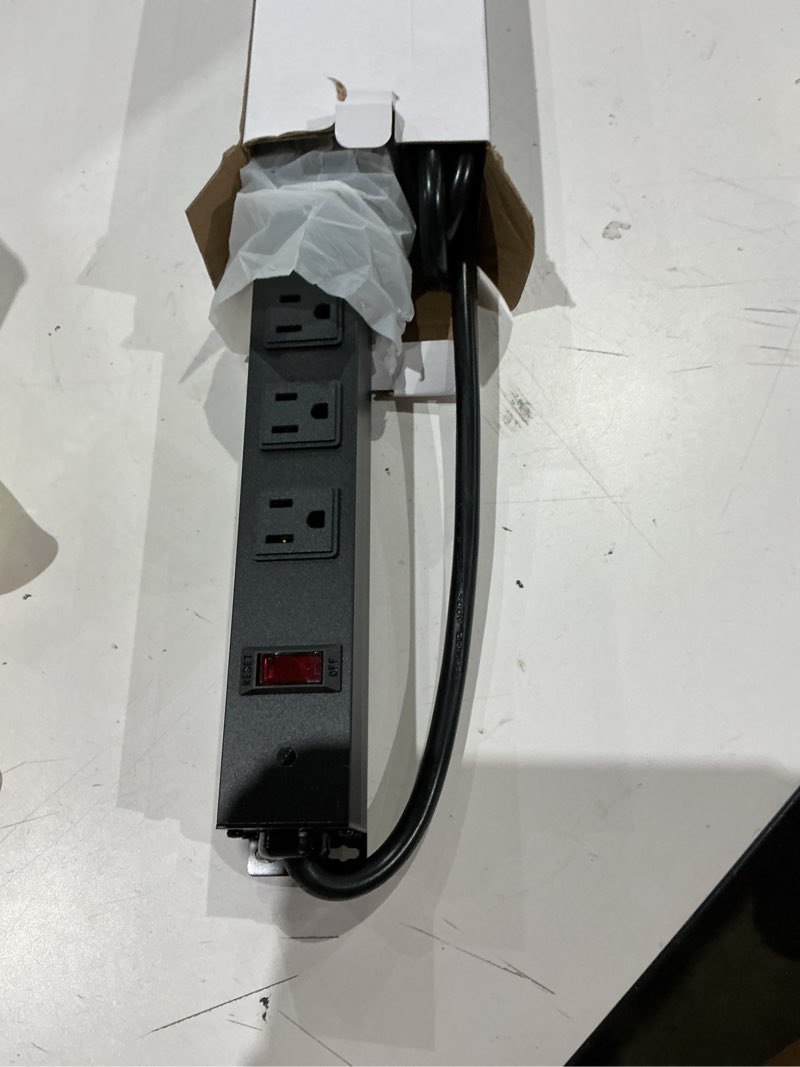 Condition photo showing Good Condition for hhsoet 16-outlet metal wall mount power strip, 15 ft 14awg power cord, 15a 125v 1875w, black 16 outlets 15 ft
