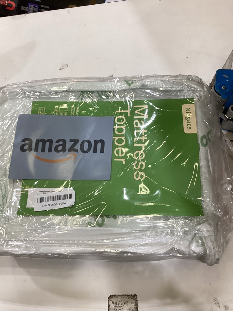 Condition photo showing As Is for Ultra Soft Queen Size Mattress Topper - Viscose Made from Bamboo Pillow Top Mattress Pad for Back Pain Relief - Naturally Cooling for Hot Sleepers, Green Green Queen