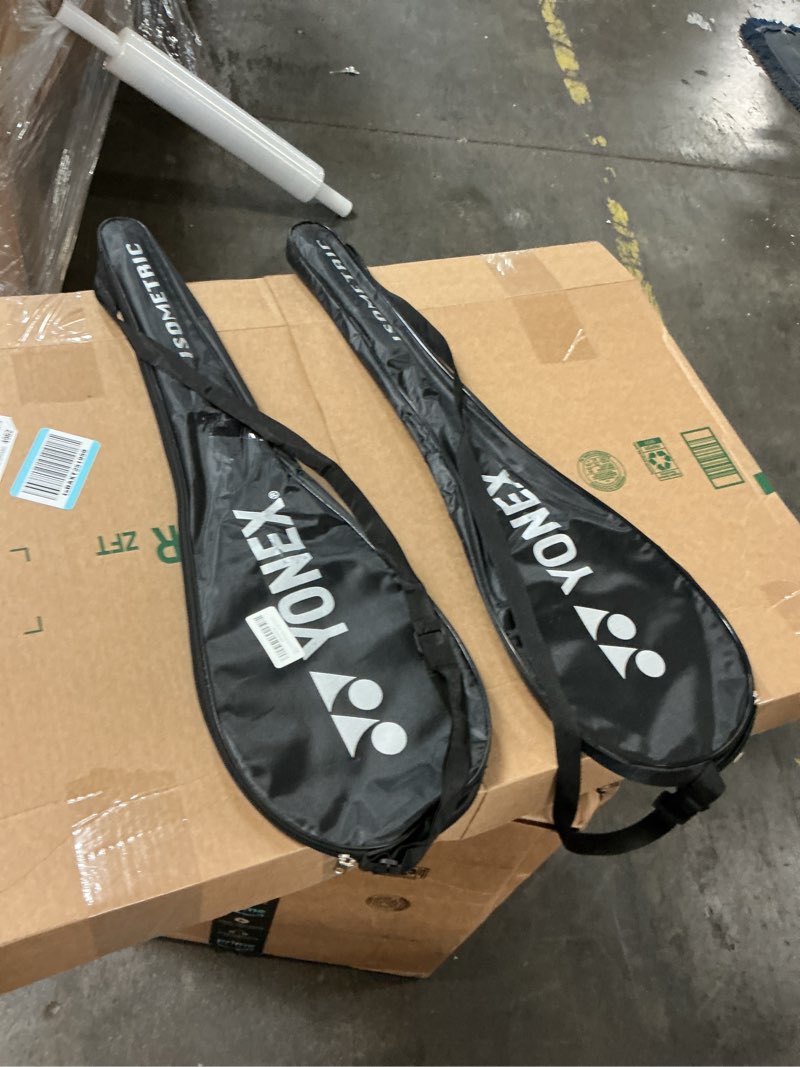Condition photo showing As Is for yonex gr 303 combo badminton racquet with full cover, set of 2 black