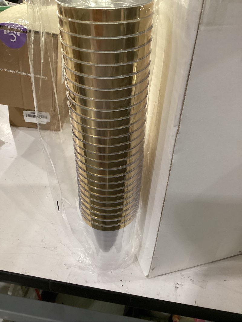Condition photo showing Good Condition for i00000 100 pack 12 oz gold plastic cups, gold rimmed disposable cups, disposable wine glasses cocktail glasses premium cup with golden rim, 12 ounce plastic tumblers for party & wedding 12-gold-100