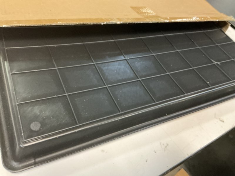 Condition photo showing Good Condition for 2 pack car oil drip pan, 23.6 x 19.68 x 1.2 in oil change drain pan, plastic oil drip tray for under car, oil catch pan tray for garage, fridges, washing machines, cat litter box bottom 2 pack 2