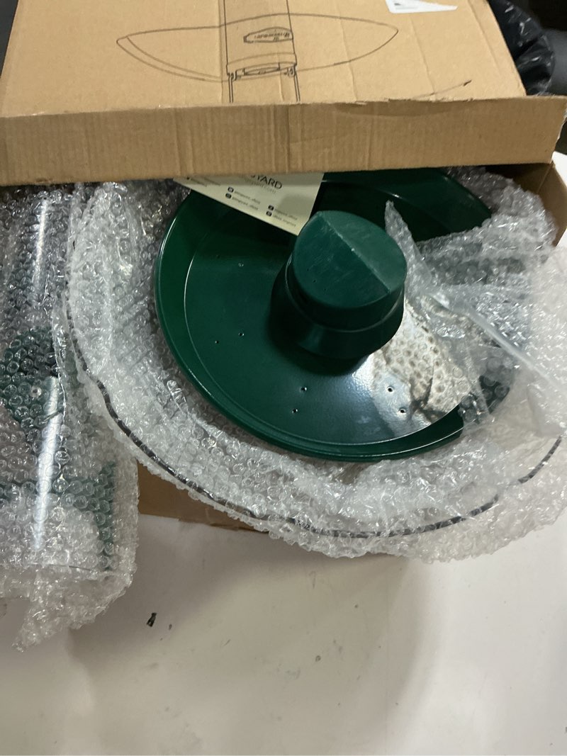 Condition photo showing New/Like New for Kingsyard Metal Bird Feeders for Outdoors Hanging, Wild Bird Feeder for Finch Cardinal, Large Tray and Rainproof Dome, 2 lbs Seeds Capacity (Drak Green) Dark Green