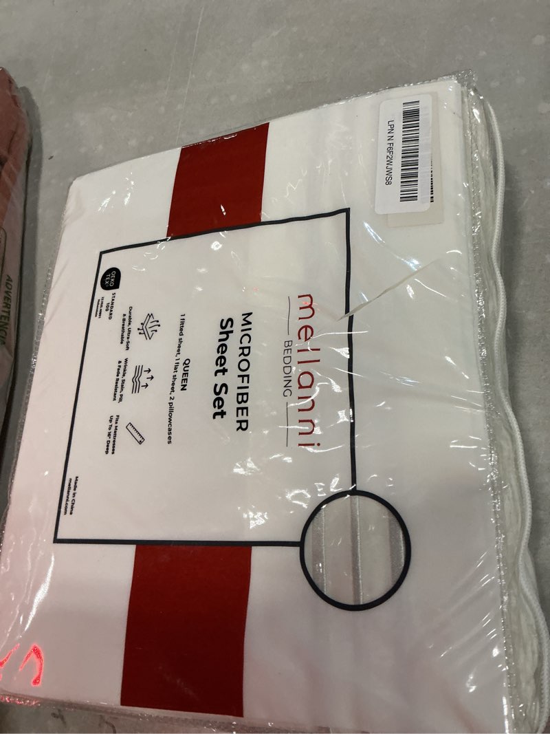 Condition photo showing Good Condition for mellanni queen sheets set - 4 pc iconic collection bedding | hotel luxury, extra soft, cooling bed sheets - wrinkle, fade, stain resistant (queen, ivory) 1126 ivory queen
