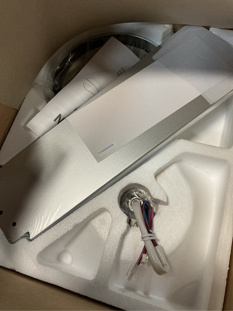Condition photo showing Good Condition for 42 inch brushed nickel ceiling fans with lights and remote, led low profile flush mount ceiling fan for bedroom, living room, patio, quiet dc motor, 5 blades brushed nickel 42 inch