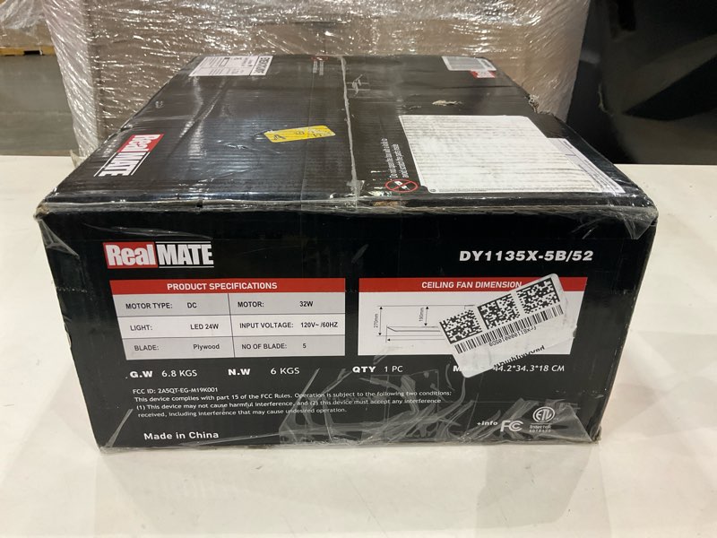 Condition photo showing New/Like New for Real MATE  52" Ceiling Fan, White