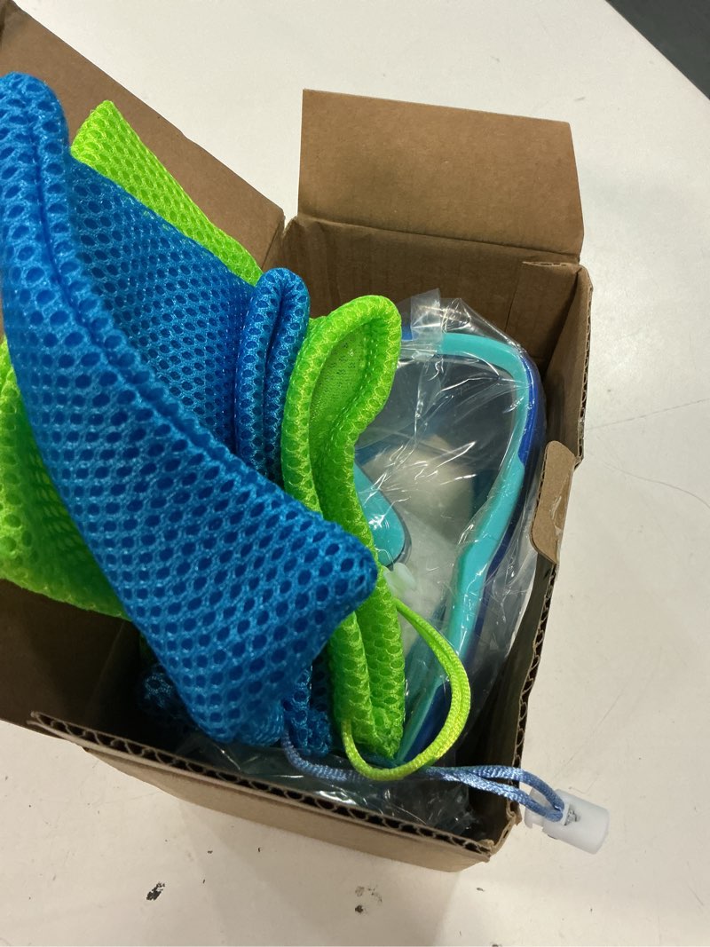 Condition photo showing Good Condition for swim goggles kids 6-14, diving mask no tangle strap?water goggles nose cover for jr / youth 2pk - blue