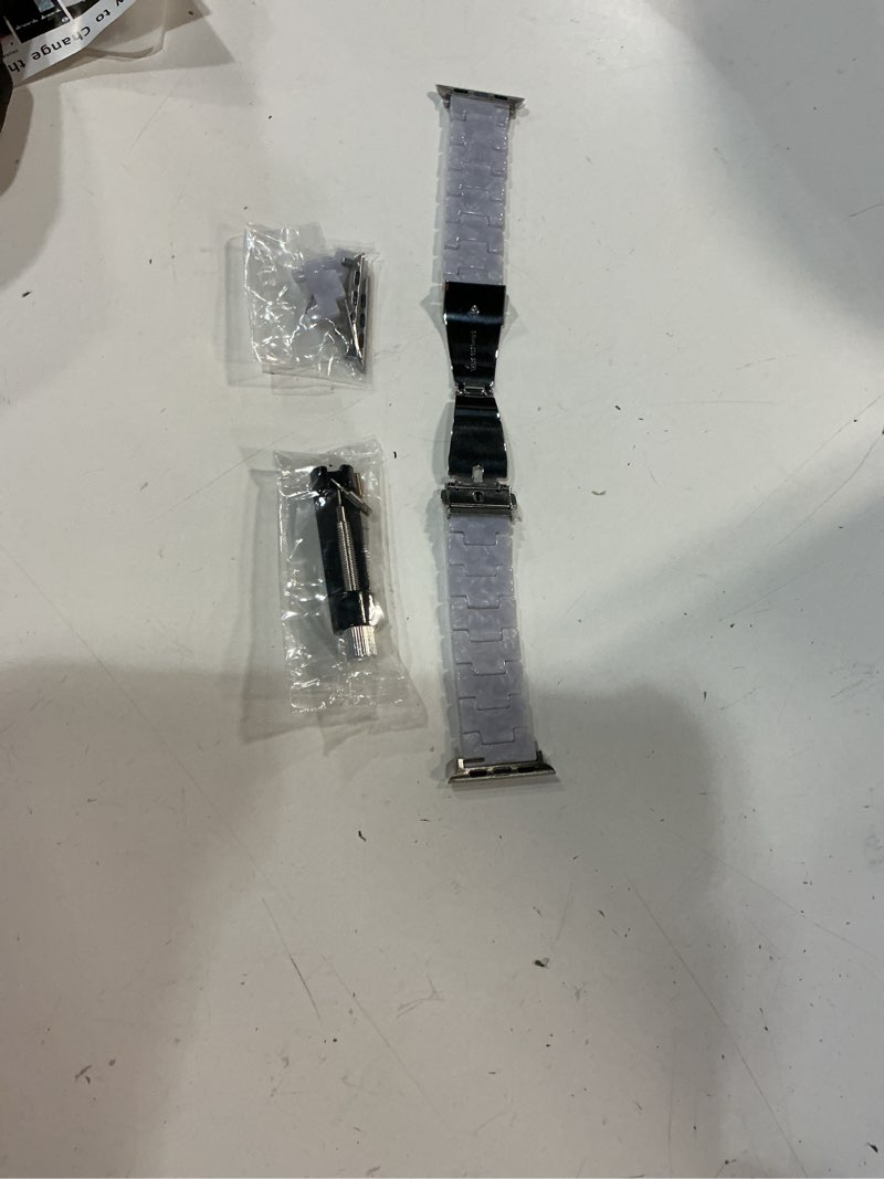 Condition photo showing Good Condition for solace bands lightweight perma watch band - universal fit for apple watch bands for women & men, iwatch bands for 38mm 40mm 41mm 42mm 44mm 45mm 49mm ultra, se, series 11 10 9 8 7 6 5-1 (matte solid) silver hardware 38/40/41/42/44/45mm