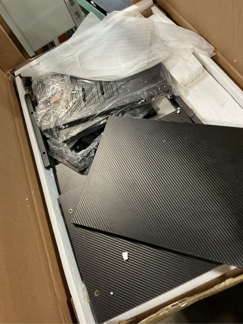 Condition photo showing As Is for bestier 44 inch gaming desk for small spaces, reversible computer desk with drawers & shelves, modern gamer desk table with side bag & headphone hook for home office, black black grained 44 inch