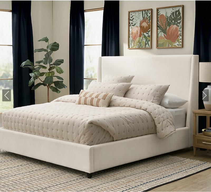 Incomplete box 1 only)Destiny Upholstered Panel Bed Color: Beige, Size QUEEN 