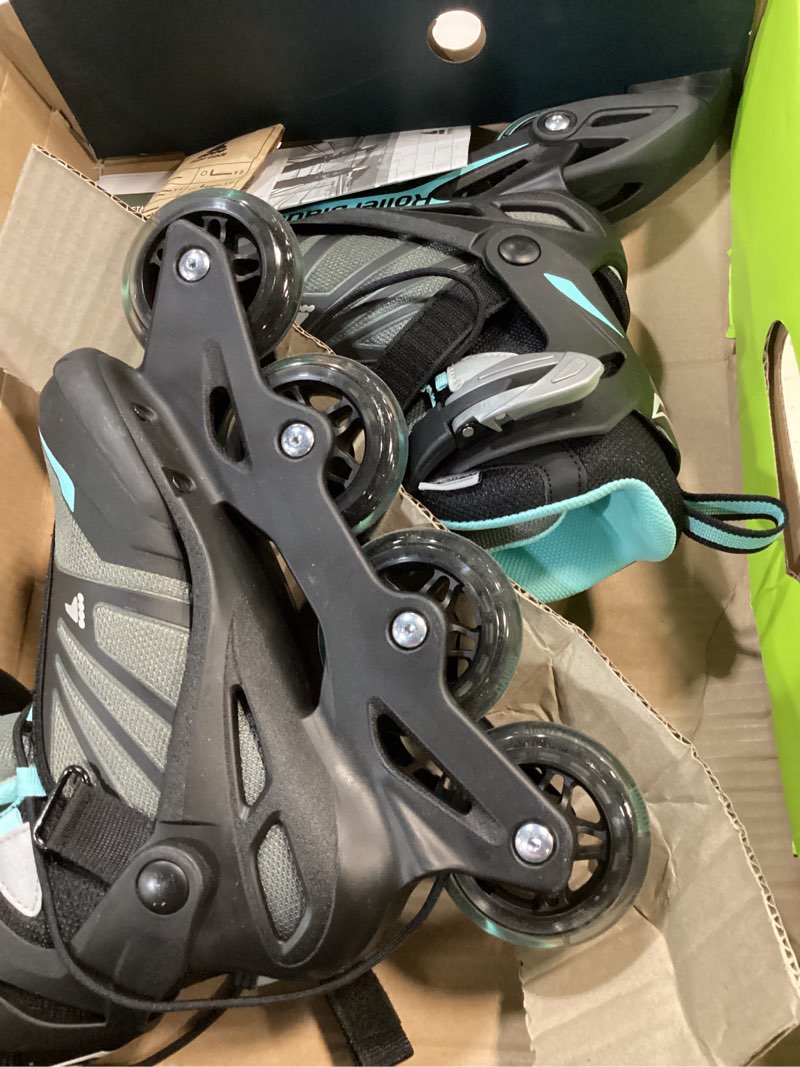 Condition photo showing Good Condition for rollerblade zetrablade women's adult fitness inline skate, performance inline skates 7 black light blue