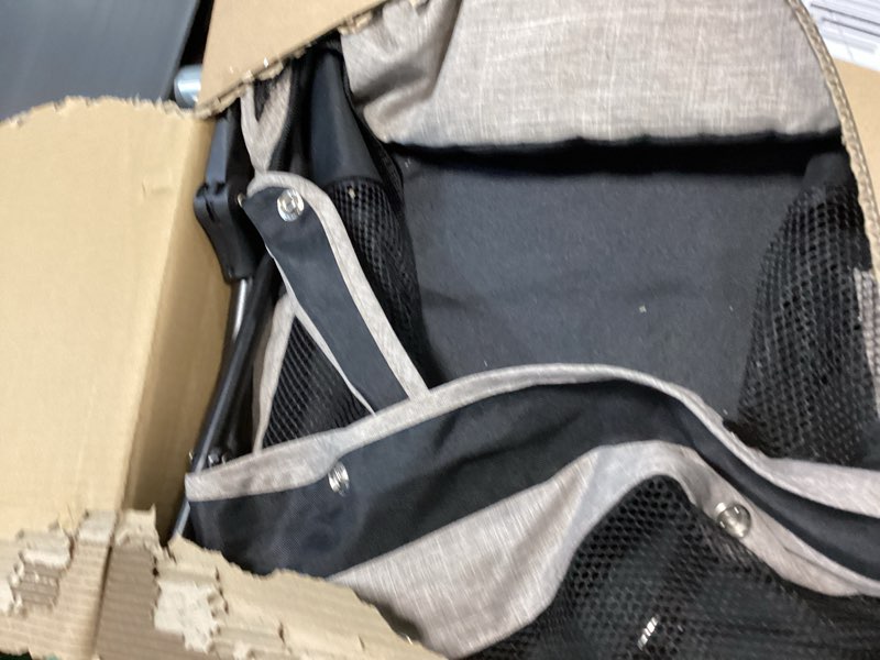 Condition photo showing Good Condition for ROODO 3 Wheel Dog Pet Cat Stroller Best Lightweight Foldable Compact Portable Jogger All Terrain Travel Pet Gear Puppy Kitty Stroller for up to 30lbs Medium Small Dogs and Cats(Light Khaki)