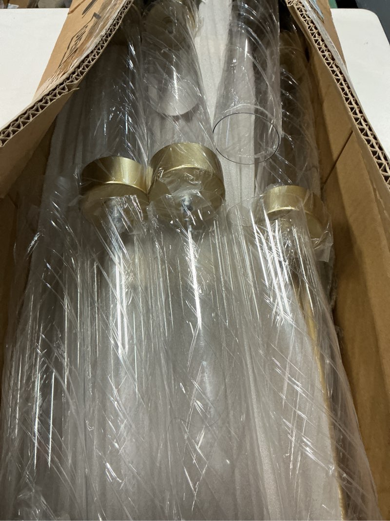 Condition photo showing Good Condition for 5 arm candelabra with acrylic lampshade set of 4 gold candelabra for wedding table birthday party home decoration 39.4'' candle holder fit led taper candles gold 4pcs