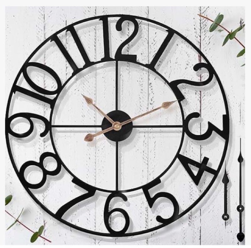 20 in large outdoor clock – black metal outdoor wall clock for patio/pool area – farmhouse decorativ