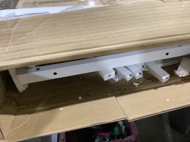 Condition photo showing Good Condition for Lufeiya White L Shaped Computer Desk with Drawers & Storage Shelves, 47 Inch Corner Reversible Desk with Power Outlet for Home Office Bedroom, L-Shaped Teen PC Desks with Fabric Drawer, White White 47.2"