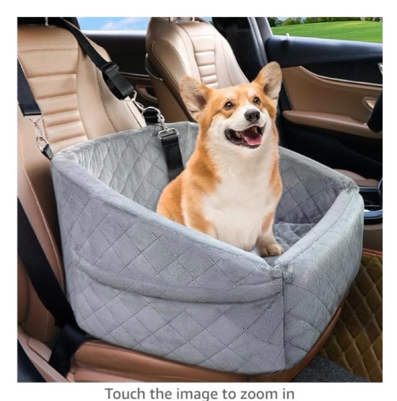neezukar dog car seat for small dogs,detachable washable dog booster seat for medium dogs under 30lbs, pet car seat travel bed with storage pockets and dog safety belt (grey)