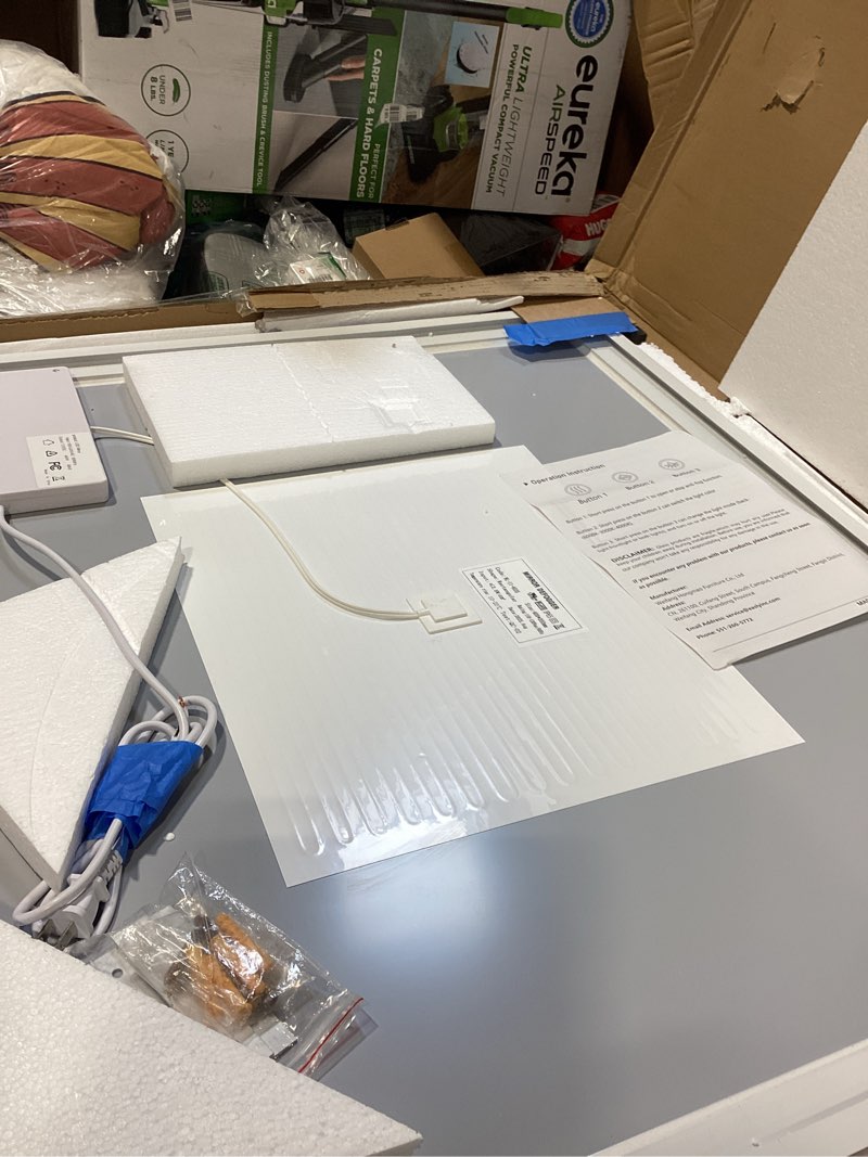 Condition photo showing Good Condition for led bathroom mirrors 32"x36" bathroom mirror with lights for wall, backlit + front lit, 3 colors, anti-fog, dimmable brightness for vanity,bathroom, entryway, living room 36"l x 32"w