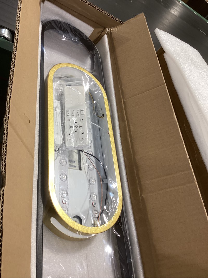 Condition photo showing New/Like New for Tioolo Modern LED Flush Mount Ceiling Lights Dimmable LED Ceiling Lamp with Remote Control 2.3ft Acrylic Linear Ceiling Lighting Fixtures for Living Room Kitchen Dining Room Bedroom (40W/3000-6500K) Black+Gold/40W