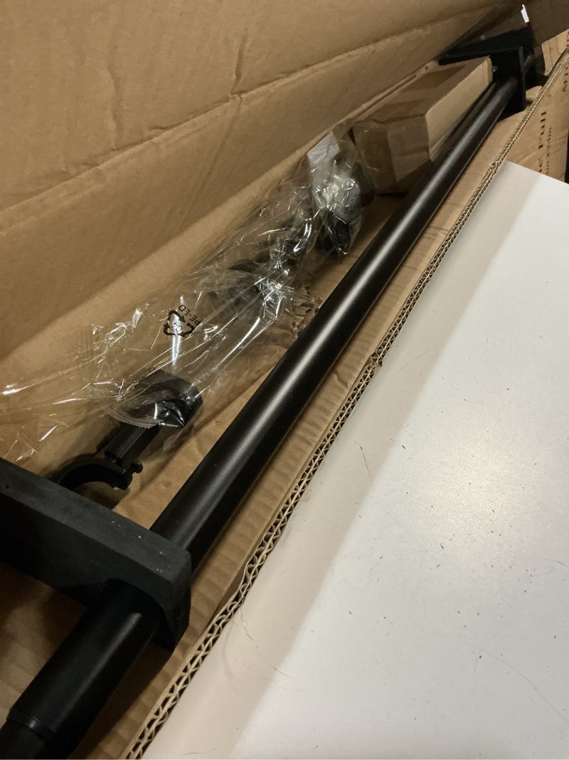 Condition photo showing Good Condition for heavy duty curtain rods, 1 1/8" diameter curtain rod for window 36-72 inch(3-6ft), single drapery rods with classic finials and adjustable aluminum alloy brackets, matte black matte black 36-72"