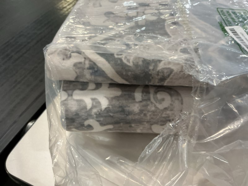 Condition photo showing Good Condition for 6x9 area rugs, washable vintage retro floral rug for living room, low pile non slip distressed large carpet for bedroom, dining room, office, home (grey)