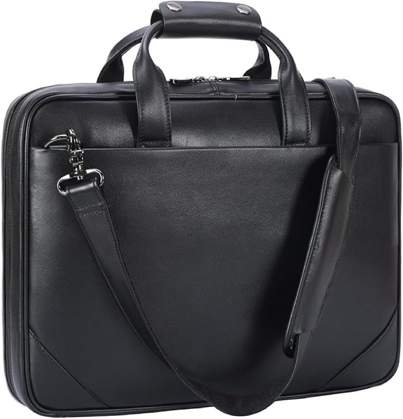 (Similar image) Leather Slim Briefcase for Men 15.6" Laptop Crossbody Messenger Bag Business Work Lawyer Attache Case