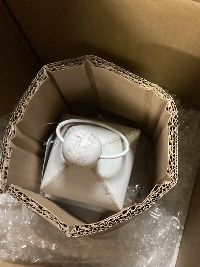 Condition photo showing New/Like New for glitzhome lanterns decorative indoor, set of 2 farmhouse decorative candle lanterns, large wooden lanterns decor floor candle holder lanterns, distressed hanging lanterns for home décor (no glass) diamond white