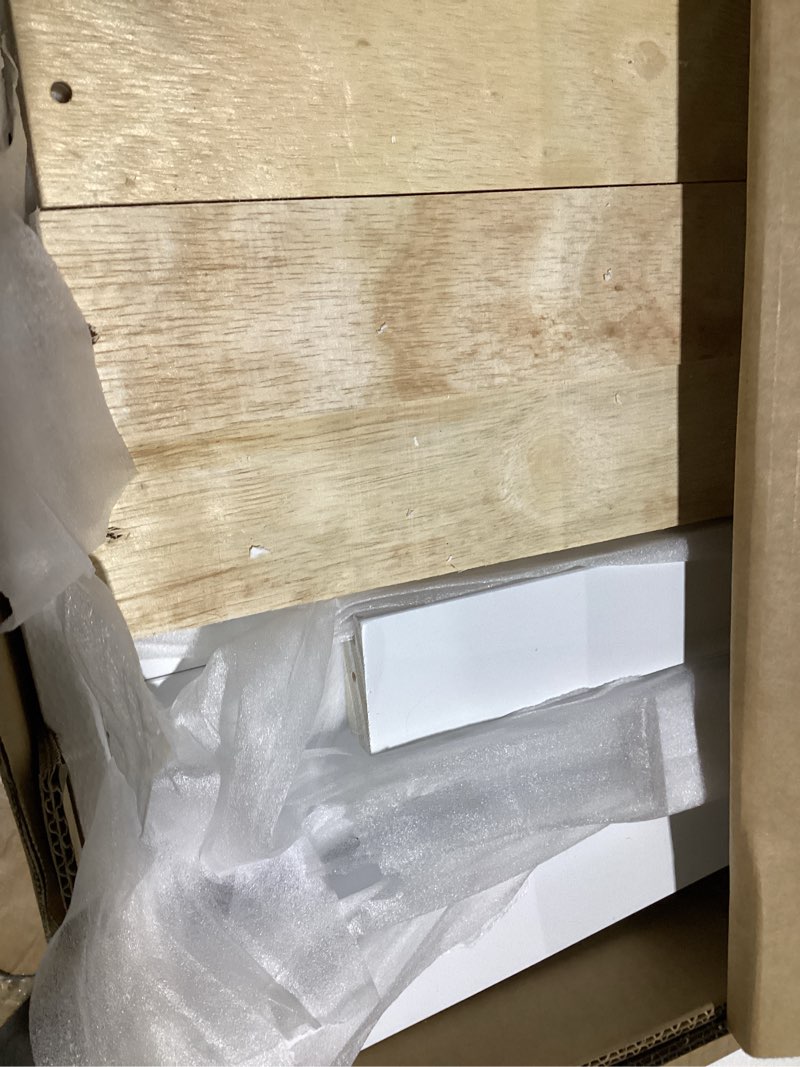 Condition photo showing Good Condition for incomplete missing parts dumos house shape twin size floor bed, wooden house bed with 2-step ladder and safety guardrail, twin bed frame for kids teens, no box spring needed, white