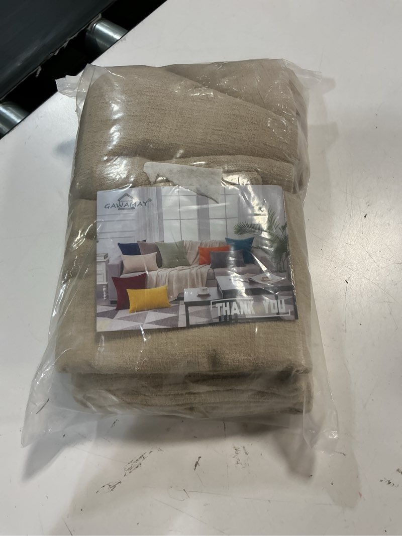Condition photo showing Good Condition for gawamay decorative square throw pillow covers 18"x18" inch set of 4, super soft chenille pillows farmhouse fall pillowcase for living room bedroom sofa couch cushion cover beige 45x45cm (no insert) beige 18" x 18" (pack of 4)