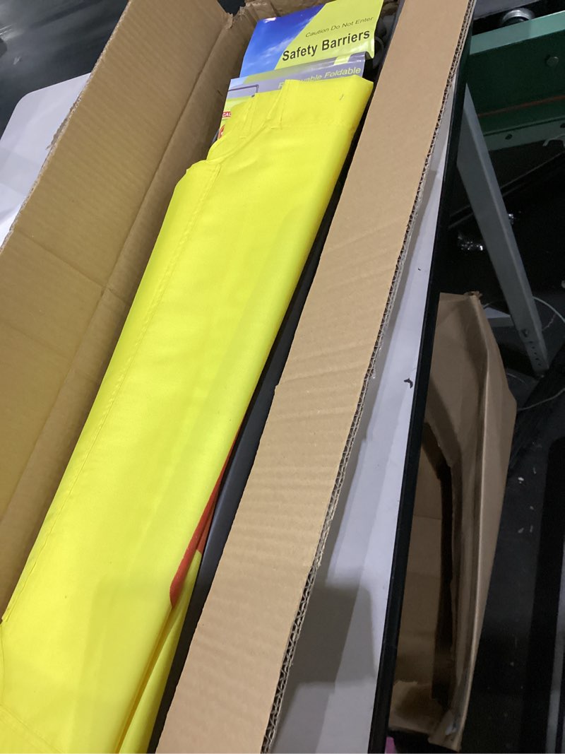 Condition photo showing Good Condition for 4 panels safety barricade,7.8 ft foldable security sign barrier,heavy duty pvc frame barricade, do not enter" gate high visibility caution symbol crowd control