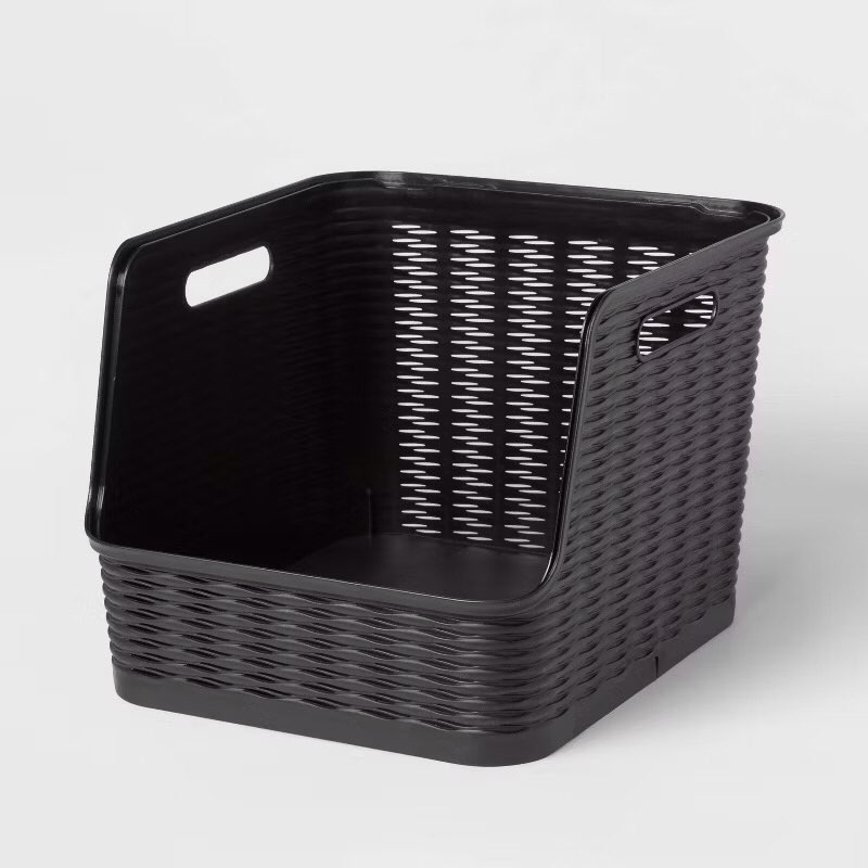 Wave Open Front Bin - Brightroom™ 2 Pack, Black 