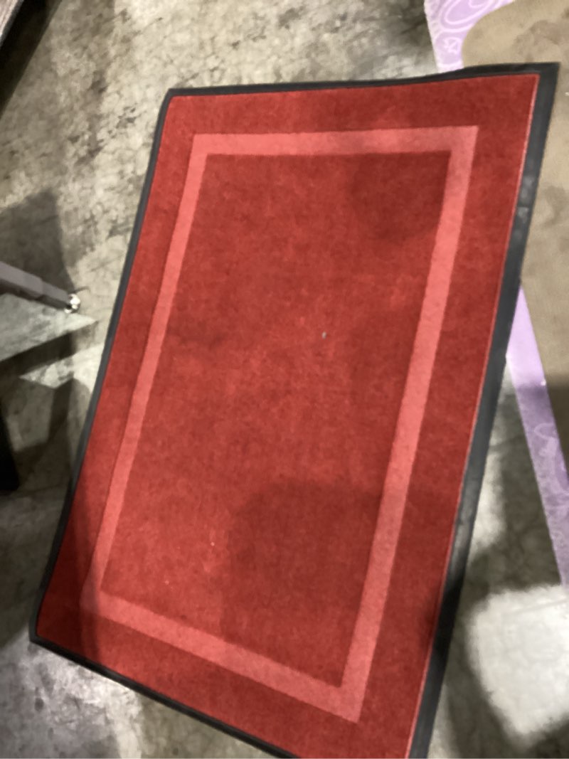 Condition photo showing As Is for similar)))joy carpets kid essentials portrait 3' 10\" x 5' 4\" wine rectangular area rug