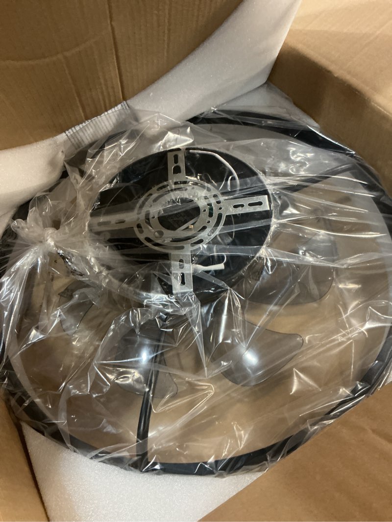 Condition photo showing item condition for Ceiling Fans with Lights and Remote, 20" Modern Low Profile Ceiling Fan, 6-Speed Quiet Reversible Motor, Flush Mount LED Fan Light,Stepless Dimmable for Bedroom & Kids Room (Black)