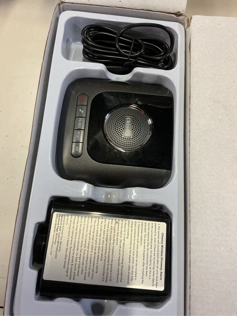 Condition photo showing Good Condition for solar wireless driveway alarm sensor 1/2 mile driveway alarms outside weatherproof driveway aler motion, vehicle detecting motion alarms for cars only, ignores animals and people 1 receiver & 1 transmitter