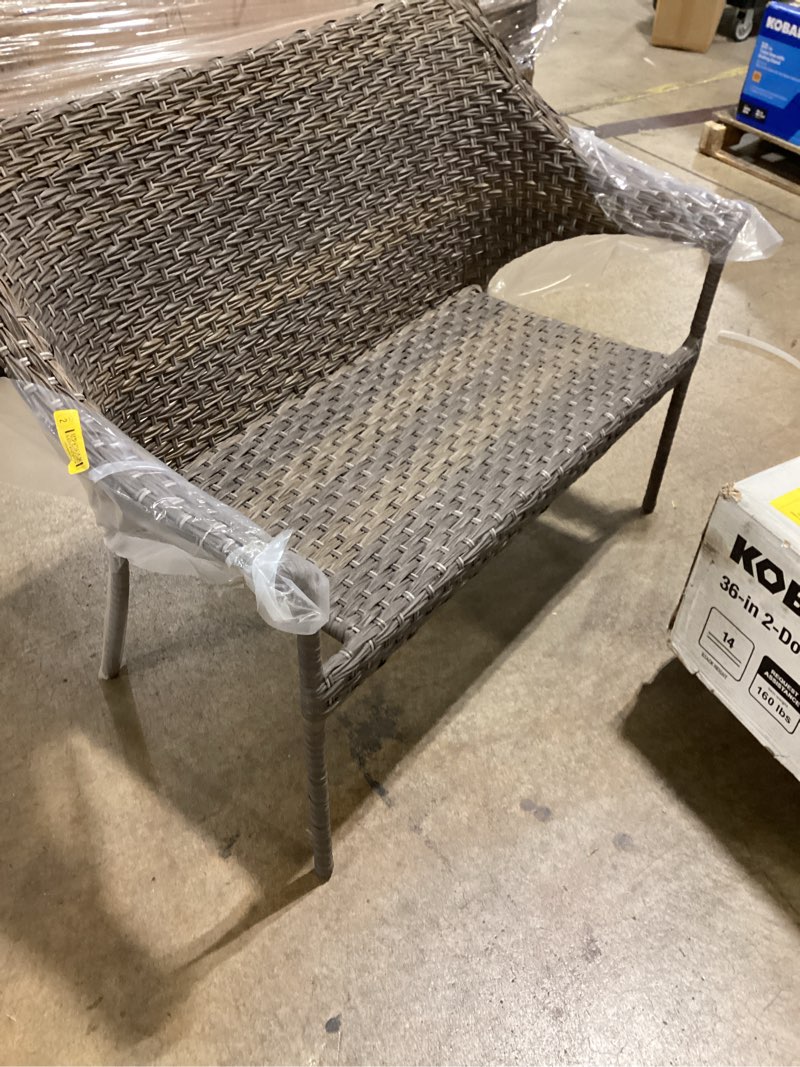 Condition photo showing Good Condition for style selections lola wicker outdoor loveseat with (no fabric) and steel frame