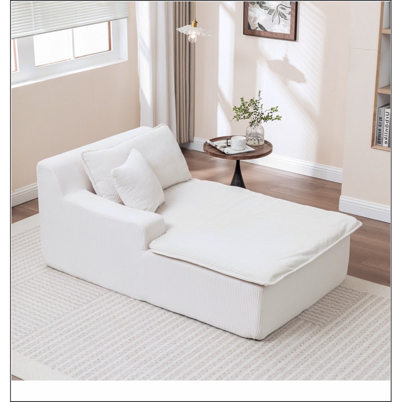 Similar  to photo , Right Armrest Chaise Lounge Chair Upholstered Sofa Bed No Assembly Required,Oversized Sleeper Chair in Box for Living Room, Movie Room, Bedroom (Single)