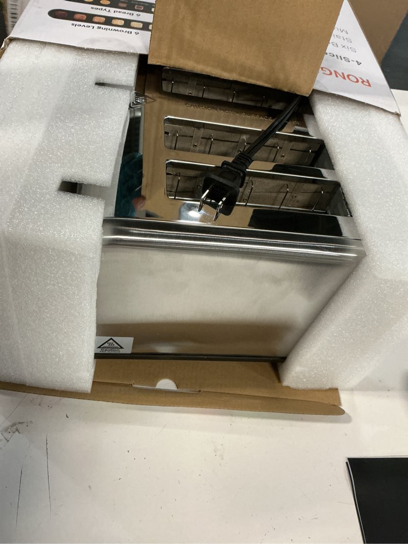 Condition photo showing Good Condition for 4 Slice Touch Screen Toaster, Stainless Steel Toaster with Wide Slots for Bagels and Bread, Reheat/Defrost/Cancel Functions, Removable Crumb Tray, Silver