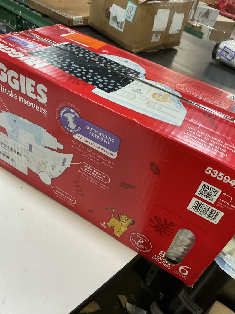 Condition photo showing New/Like New for huggies size 6 diapers, little movers baby diapers, size 6 (35+ lbs), 84 count, packaging may vary size 6 84